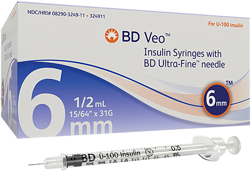 Veo Insulin Syringes With Ultra Fine 6mm X 31g Needle