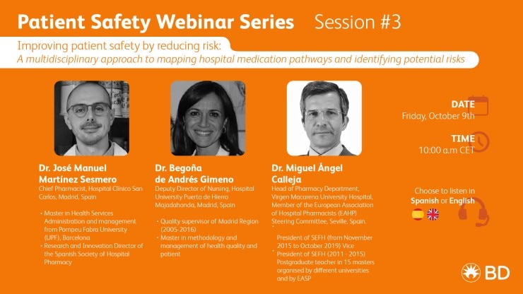 patient safety webinar series on risk reduction, speakers and programme 2020