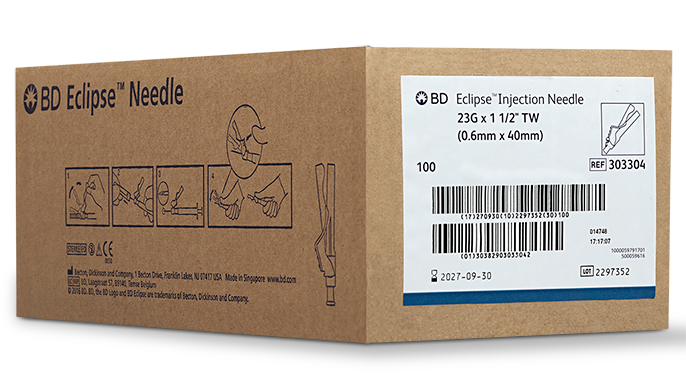 BD BD出品 BD Eclipse™ Needle 23 G x 1 1/2 in. - 303304 | BD