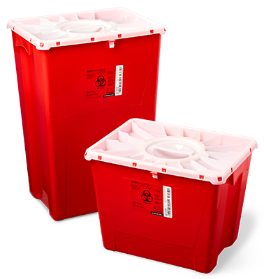 BD® PGII Sharps Container, 18 gal, duo port access lid, red