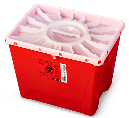 BD® PGII Sharps Container, 8 gal, duo port access lid, red