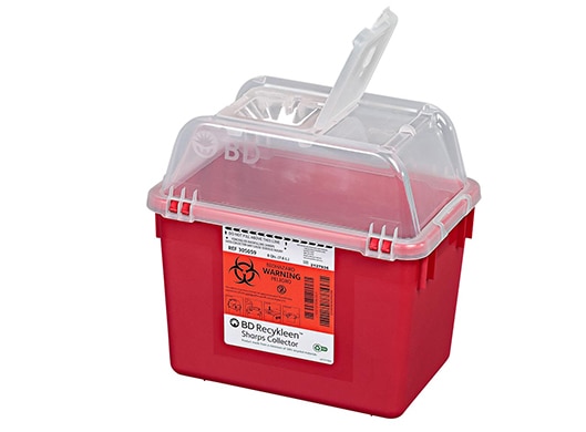 BD Recykleen™ Multiuse Nestable Sharps Container, 8 qt, hinge cap