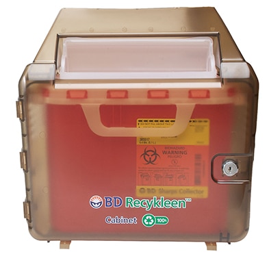 BD Recykleen™ Sharps Container Locking Wall Cabinet, 5.4 qt