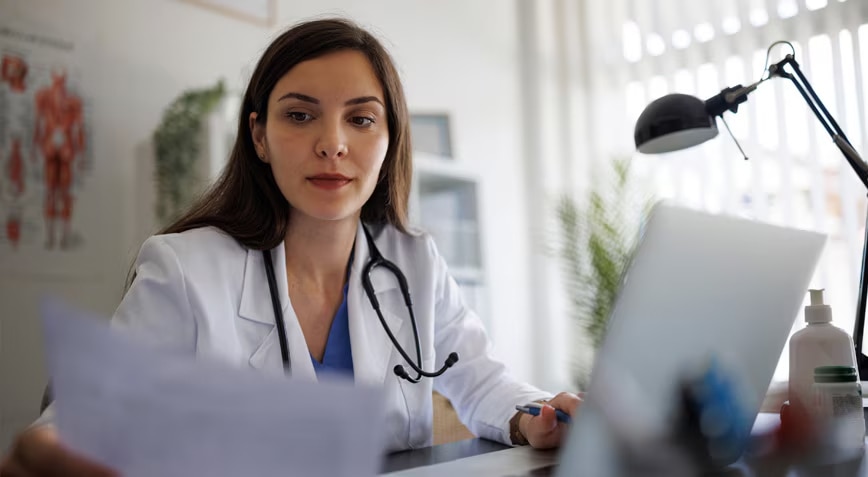 Female Doctor at computer BD Surepath