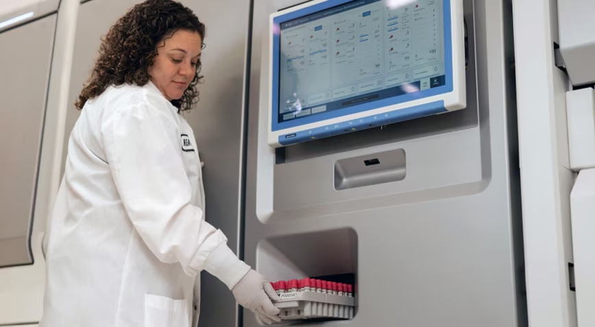 Female lab tech on BD COR