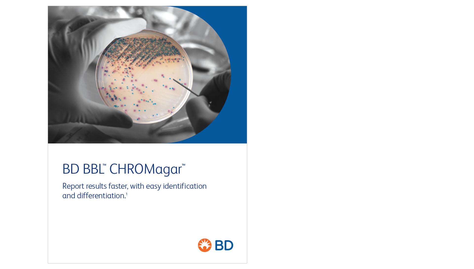 BD BBL CHROMagar brochure cover featuring the Orientation plate
