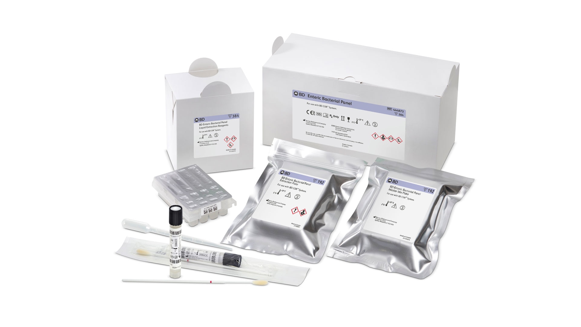 <h3>Enteric Bacterial Panel</h3>
<ul>
<li><i>Salmonella</i> spp.</li>
<li><i>Campylobacter</i> spp. (<i>C. jejuni </i>and <i>C. coli</i>)</li>
<li><i>Shigella</i> spp. / Enteroinvasive <i>Escherichia coli</i> (EIEC)</li>
<li>Shiga toxin 1 (<i>stx1</i>) / Shiga toxin 2 (<i>stx2</i>) genes (found in Shiga toxin-producing <i>Escherichia coli</i> [STEC]) as well as <i>Shigella dysenteriae</i>, which can possess a Shiga toxin gene (<i>stx</i>) that is identical to the <i>stx1</i> gene of STEC.</li>
</ul>
