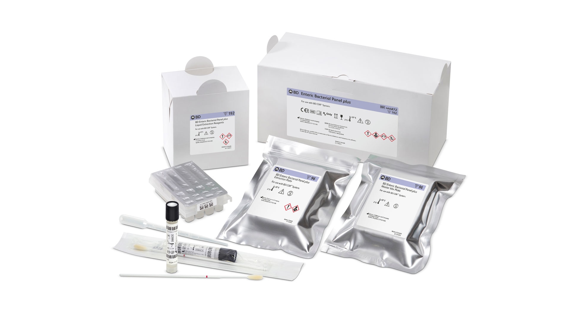 <h3>Enteric Bacterial Panel <i>plus</i></h3>
<ul>
<li><i>Salmonella</i> spp.</li>
<li><i>Campylobacter</i> spp. (<i>C. jejuni </i>and <i>C. coli</i>)</li>
<li><i>Shigella</i> spp. / Enteroinvasive <i>Escherichia coli</i> (EIEC)</li>
<li>Shiga toxin 1 (<i>stx1</i>) / Shiga toxin 2 (<i>stx2</i>) genes (found in Shiga toxin-producing <i>Escherichia coli</i> [STEC]) as well as <i>Shigella dysenteriae</i>, which can possess a Shiga toxin gene (<i>stx</i>) that is identical to the <i>stx1</i> gene of STEC.</li>
<li><i>Plesiomonas shigelloides</i></li>
<li><i>Vibrio</i> spp. (<i>V. vulnificus</i>, <i>V. parahaemolyticus</i>, and <i>V. cholerae</i>)</li>
<li>Enterotoxigenic <i>Escherichia coli</i> (ETEC) heat-labile enterotoxin (LT) / heat-stable enterotoxin (ST) genes</li>
<li><i>Yersinia enterocolitica</i></li>
</ul>
