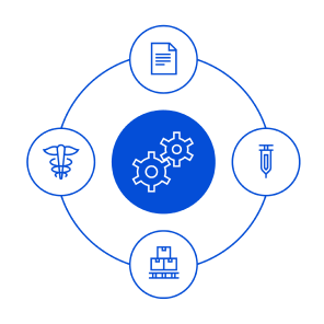 Healthcare Process Automation Infographic with Blue Icons