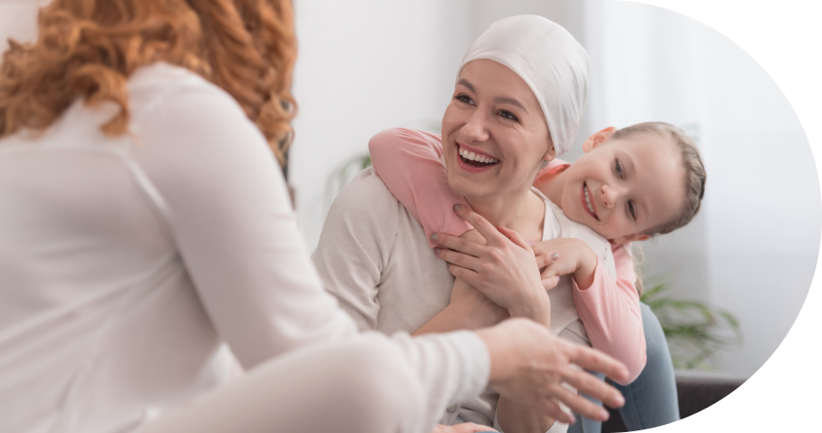 Supportive conversation with family in bright room