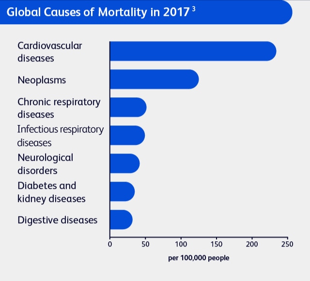 Global causes of mortality bar chart 2017