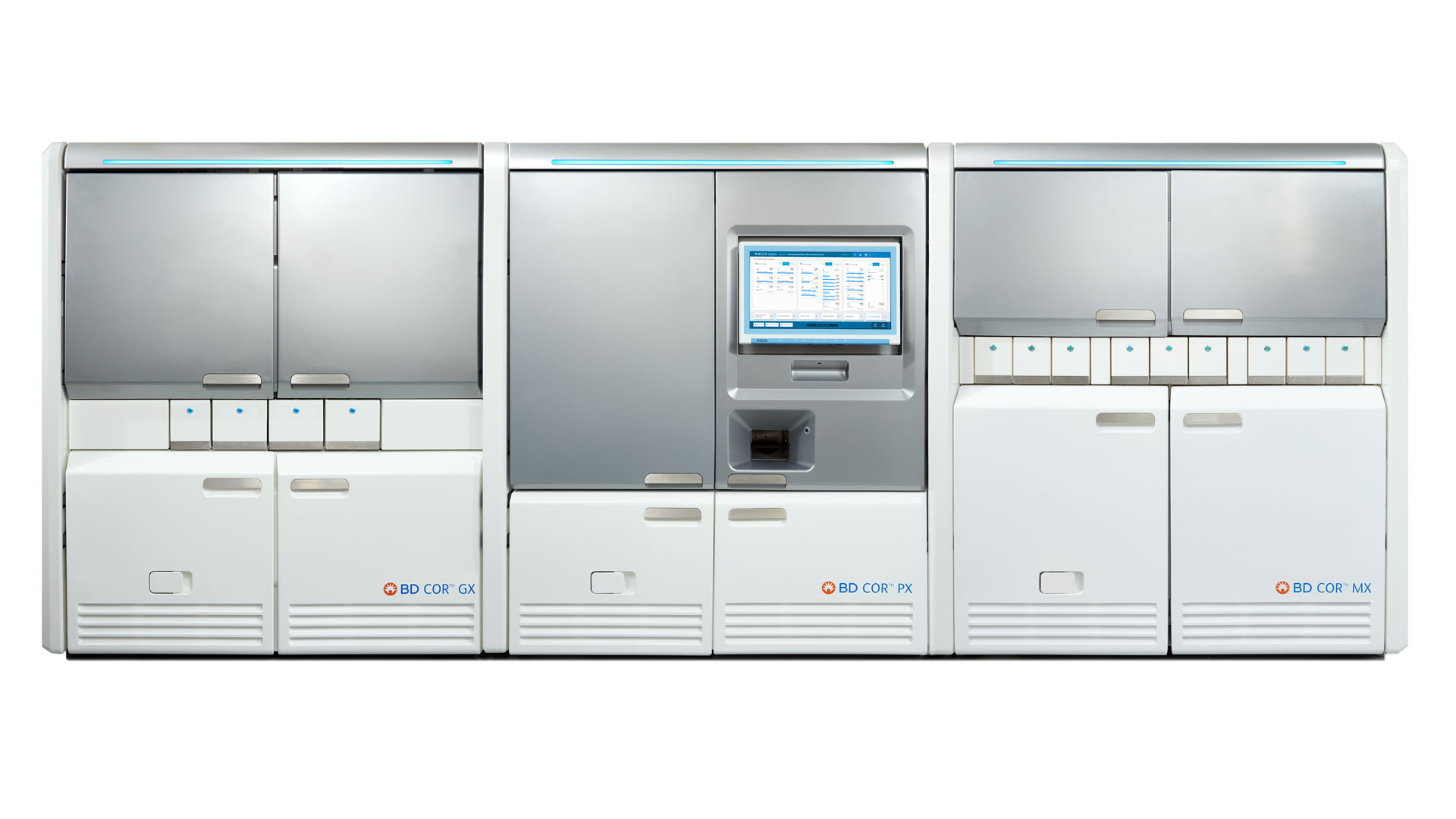 <h3>BD COR™ System</h3>
<p><b>High‑Throughput Automation Without Compromise<br>
 </b>The BD COR™ System is a fully automated, high‑throughput molecular solution designed to scale routine testing while protecting staff time and lab resilience.</p>
<p><b>Key strengths:</b></p>
<ul>
<li>End‑to‑end automation from pre‑analytics to result</li>
<li>High‑volume processing for routine screening and population‑level testing</li>
<li>Modular design allows configuration tailored to lab needs</li>
<li>Powered by BD Synapsys™ Informatics for streamlined workflows</li>
</ul>
<p><b>Ideal for:</b></p>
<ul>
<li>High‑volume molecular programs, standardized screening, and labs focused on operational efficiency at scale.</li>
</ul>
<p><a href="/content/bd-com/na/us/en-us/products-and-solutions/products/product-brands/cor.html">Learn more about the BD COR™ System&nbsp;</a></p>
