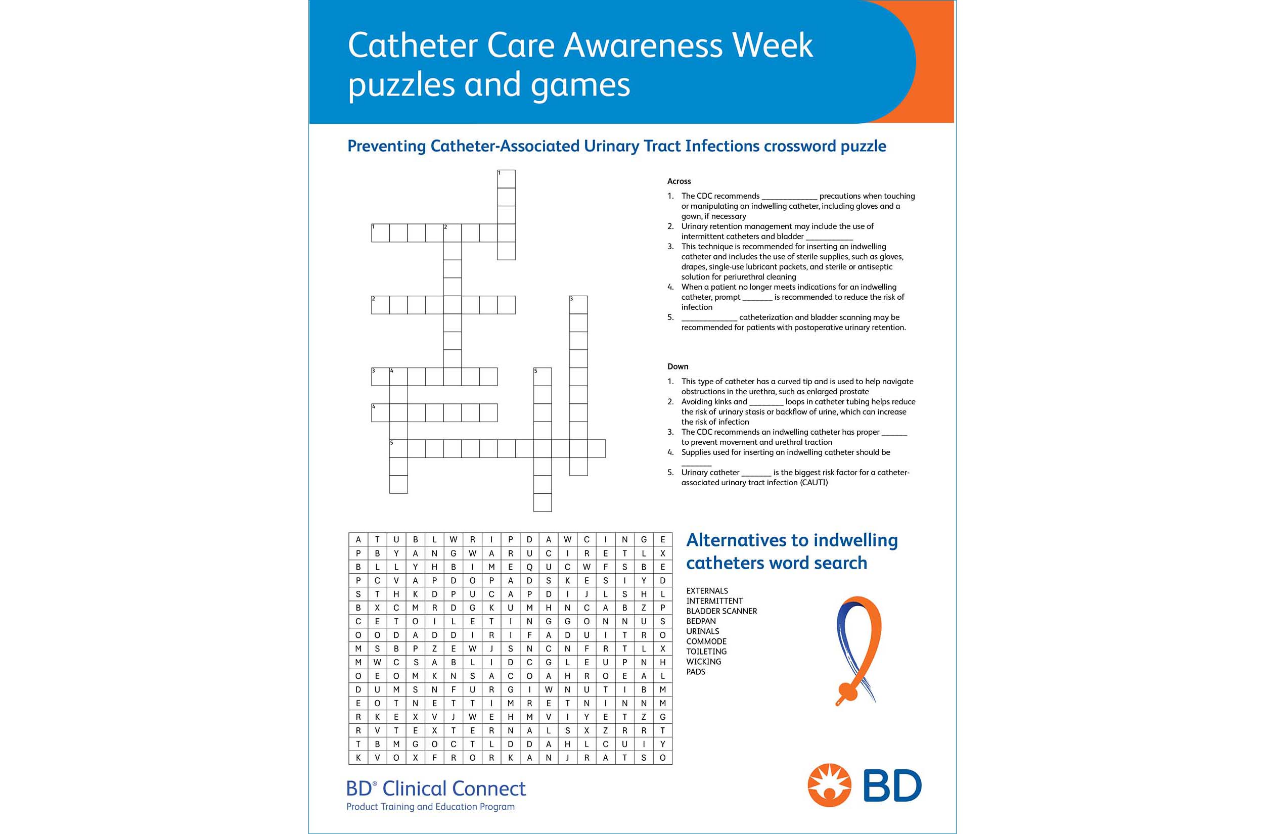 Catheter Care Awareness Puzzle Sheet