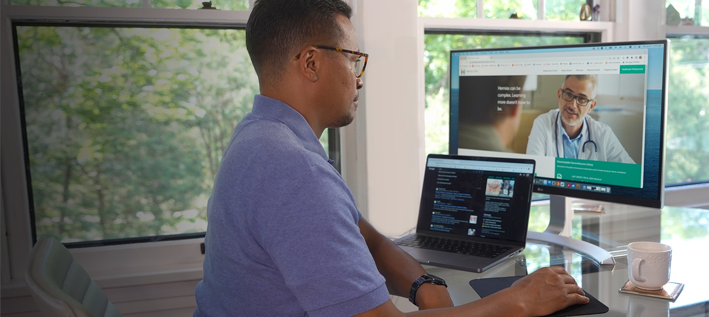 Patient Researching on Herniainfo.com